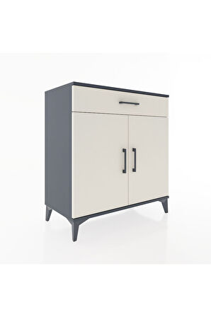 Hyperion Şifonyer 2 Raflı Tek Çekmeceli 2 Kapaklı 88x44x96 Antrasit-Aytaşı