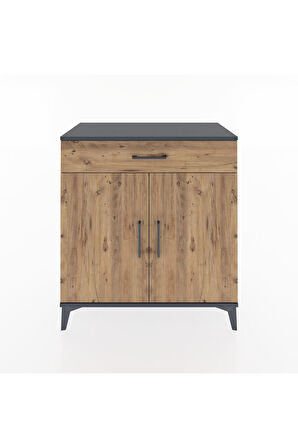 Hyperion Şifonyer 2 Raflı Tek Çekmeceli 2 Kapaklı 88x44x96 Antrasit-Çam