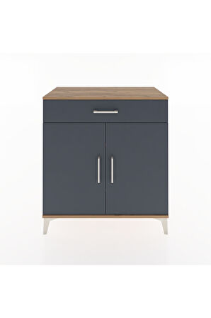 Hyperion Şifonyer 2 Raflı Tek Çekmeceli 2 Kapaklı 88x44x96 Çam-Antrasit