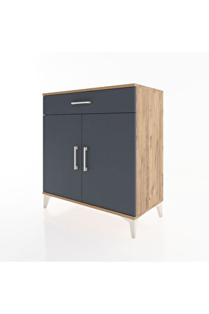 Hyperion Şifonyer 2 Raflı Tek Çekmeceli 2 Kapaklı 88x44x96 Çam-Antrasit