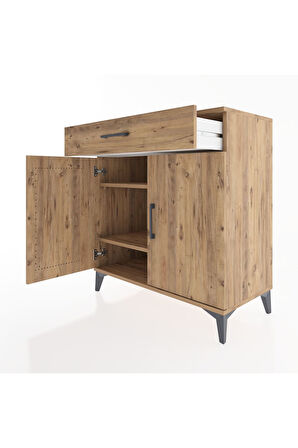 Hyperion Şifonyer 2 Raflı Tek Çekmeceli 2 Kapaklı 88x44x96 Çam-Çam