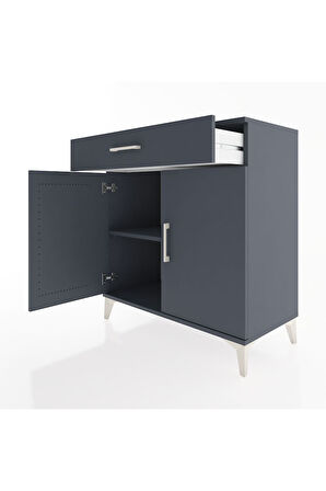 Hyperion Şifonyer Tek Raflı Tek Çekmeceli 2 Kapaklı 88x44x96 Antrasit-Antrasit