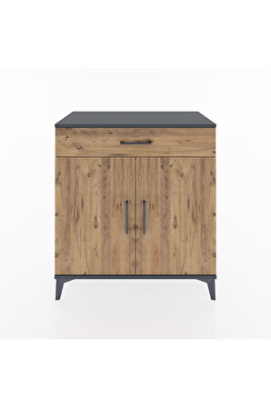 Hyperion Şifonyer Tek Raflı Tek Çekmeceli 2 Kapaklı 88x44x96 Antrasit-Çam