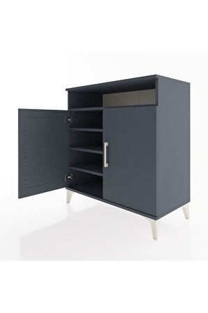 Hyperion Şifonyer 4 Raflı 2 Kapaklı 88x44x96 Antrasit-Antrasit