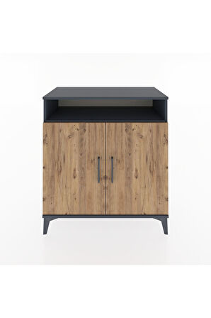 Hyperion Şifonyer 4 Raflı 2 Kapaklı 88x44x96 Antrasit-Çam