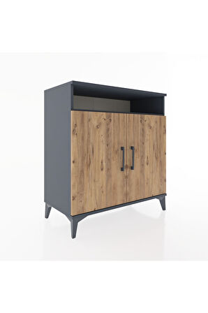 Hyperion Şifonyer 4 Raflı 2 Kapaklı 88x44x96 Antrasit-Çam