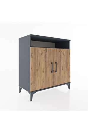 Hyperion Şifonyer 3 Raflı 2 Kapaklı 88x44x96 Antrasit-Çam