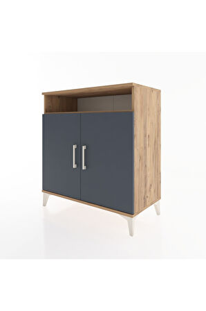 Hyperion Şifonyer 3 Raflı 2 Kapaklı 88x44x96 Çam-Antrasit