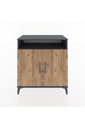 Hyperion Şifonyer 2 Raflı 2 Kapaklı 88x44x96 Antrasit-Çam