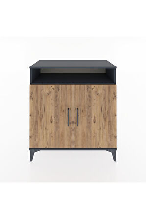 Hyperion Şifonyer Tek Raflı 2 Kapaklı 88x44x96 Antrasit-Çam