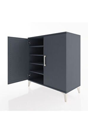 Hyperion Şifonyer 4 Raflı 2 Kapaklı 88x44x96 Antrasit-Antrasit