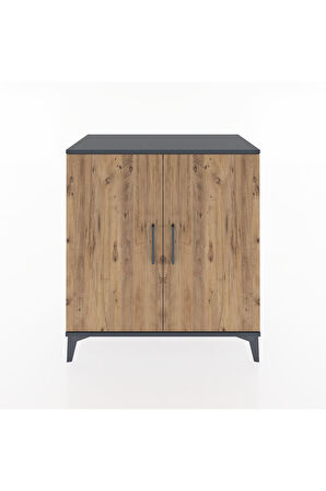 Hyperion Şifonyer 4 Raflı 2 Kapaklı 88x44x96 Antrasit-Çam