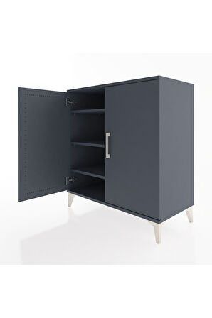 Hyperion Şifonyer 3 Raflı 2 Kapaklı 88x44x96 Antrasit-Antrasit