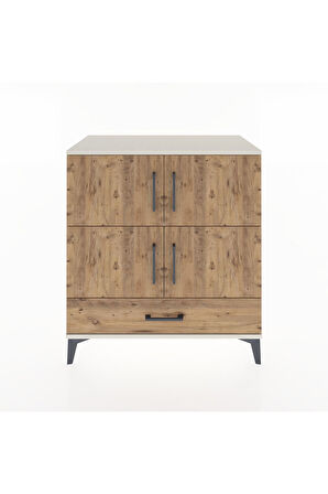 Hyperion Şifonyer 4 Raflı Tek Çekmeceli 4 Kapaklı 88x44x96 Aytaşı-Çam