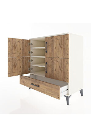Hyperion Şifonyer 4 Raflı Tek Çekmeceli 4 Kapaklı 88x44x96 Aytaşı-Çam