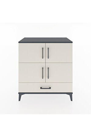 Hyperion Şifonyer 4 Raflı Tek Çekmeceli 4 Kapaklı 88x44x96 Antrasit-Aytaşı