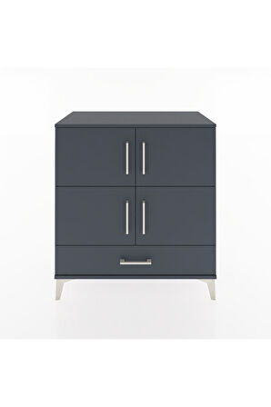 Hyperion Şifonyer 4 Raflı Tek Çekmeceli 4 Kapaklı 88x44x96 Antrasit-Antrasit