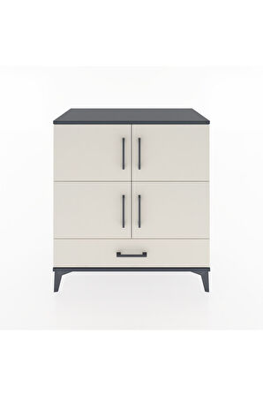 Hyperion Şifonyer 2 Raflı Tek Çekmeceli 4 Kapaklı 88x44x96 Antrasit-Aytaşı