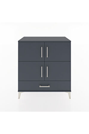 Hyperion Şifonyer 2 Raflı Tek Çekmeceli 4 Kapaklı 88x44x96 Antrasit-Antrasit