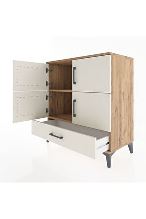 Hyperion Şifonyer 2 Raflı Tek Çekmeceli 4 Kapaklı 88x44x96 Çam-Aytaşı