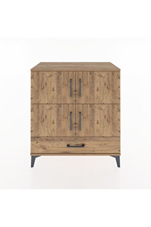 Hyperion Şifonyer 2 Raflı Tek Çekmeceli 4 Kapaklı 88x44x96 Çam-Çam