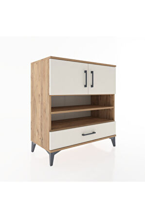 Hyperion Şifonyer 4 Raflı Tek Çekmeceli 2 Kapaklı 88x44x96 Çam-Aytaşı