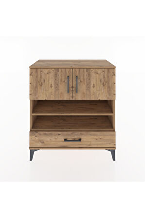 Hyperion Şifonyer 4 Raflı Tek Çekmeceli 2 Kapaklı 88x44x96 Çam-Çam