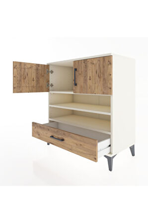 Hyperion Şifonyer 3 Raflı Tek Çekmeceli 2 Kapaklı 88x44x96 Aytaşı-Çam