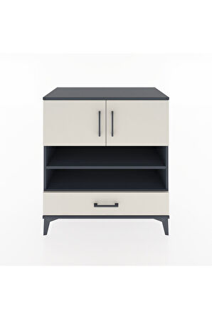 Hyperion Şifonyer 3 Raflı Tek Çekmeceli 2 Kapaklı 88x44x96 Antrasit-Aytaşı