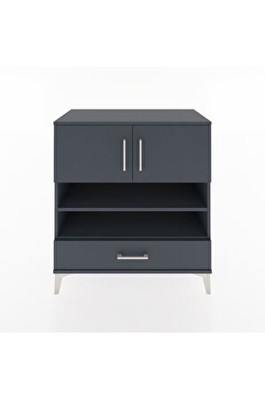 Hyperion Şifonyer 3 Raflı Tek Çekmeceli 2 Kapaklı 88x44x96 Antrasit-Antrasit