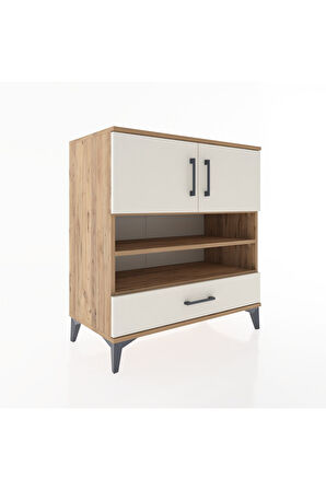 Hyperion Şifonyer 3 Raflı Tek Çekmeceli 2 Kapaklı 88x44x96 Çam-Aytaşı