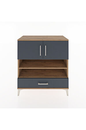 Hyperion Şifonyer 3 Raflı Tek Çekmeceli 2 Kapaklı 88x44x96 Çam-Antrasit