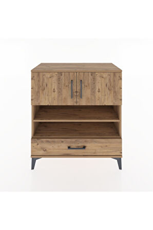 Hyperion Şifonyer 3 Raflı Tek Çekmeceli 2 Kapaklı 88x44x96 Çam-Çam