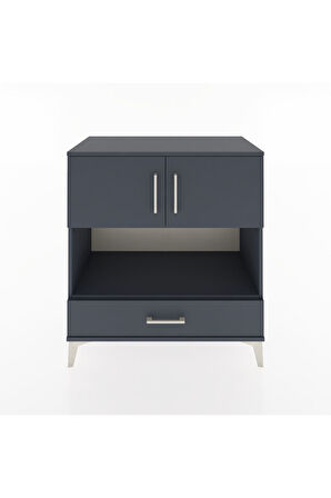 Hyperion Şifonyer 3 Raflı Tek Çekmeceli 2 Kapaklı 88x44x96 Antrasit-Antrasit