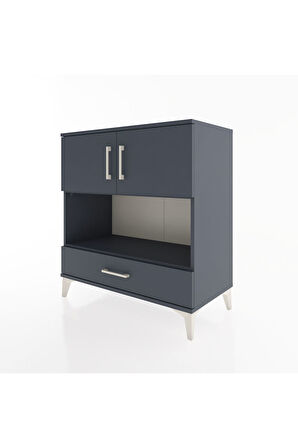Hyperion Şifonyer 3 Raflı Tek Çekmeceli 2 Kapaklı 88x44x96 Antrasit-Antrasit