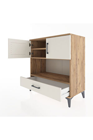 Hyperion Şifonyer 3 Raflı Tek Çekmeceli 2 Kapaklı 88x44x96 Çam-Aytaşı