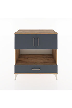 Hyperion Şifonyer 3 Raflı Tek Çekmeceli 2 Kapaklı 88x44x96 Çam-Antrasit