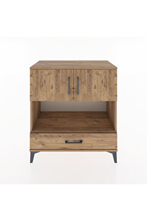 Hyperion Şifonyer 3 Raflı Tek Çekmeceli 2 Kapaklı 88x44x96 Çam-Çam