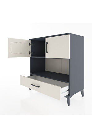Hyperion Şifonyer 2 Raflı Tek Çekmeceli 2 Kapaklı 88x44x96 Antrasit-Aytaşı