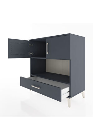 Hyperion Şifonyer 2 Raflı Tek Çekmeceli 2 Kapaklı 88x44x96 Antrasit-Antrasit