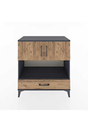 Hyperion Şifonyer 2 Raflı Tek Çekmeceli 2 Kapaklı 88x44x96 Antrasit-Çam