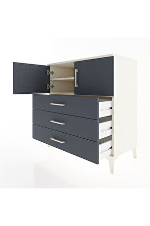 Hyperion Şifonyer 2 Raflı 3 Çekmeceli 2 Kapaklı 88x44x96 Aytaşı-Antrasit