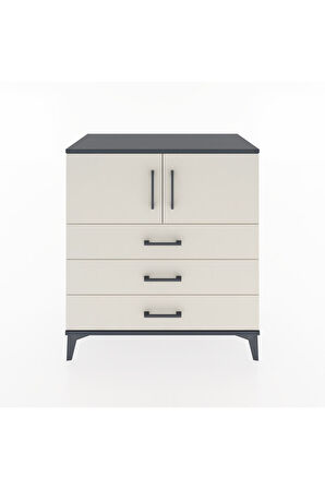 Hyperion Şifonyer 2 Raflı 3 Çekmeceli 2 Kapaklı 88x44x96 Antrasit-Aytaşı