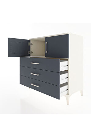 Hyperion Şifonyer Tek Raflı 3 Çekmeceli 2 Kapaklı 88x44x96 Aytaşı-Antrasit