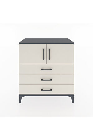 Hyperion Şifonyer Tek Raflı 3 Çekmeceli 2 Kapaklı 88x44x96 Antrasit-Aytaşı