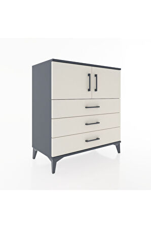 Hyperion Şifonyer Tek Raflı 3 Çekmeceli 2 Kapaklı 88x44x96 Antrasit-Aytaşı