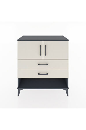 Hyperion Şifonyer 2 Raflı 2 Çekmeceli 2 Kapaklı 88x44x96 Antrasit-Aytaşı