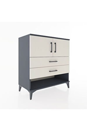 Hyperion Şifonyer 2 Raflı 2 Çekmeceli 2 Kapaklı 88x44x96 Antrasit-Aytaşı