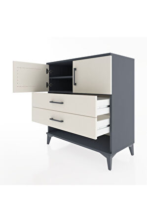 Hyperion Şifonyer 2 Raflı 2 Çekmeceli 2 Kapaklı 88x44x96 Antrasit-Aytaşı