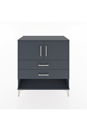 Hyperion Şifonyer 2 Raflı 2 Çekmeceli 2 Kapaklı 88x44x96 Antrasit-Antrasit